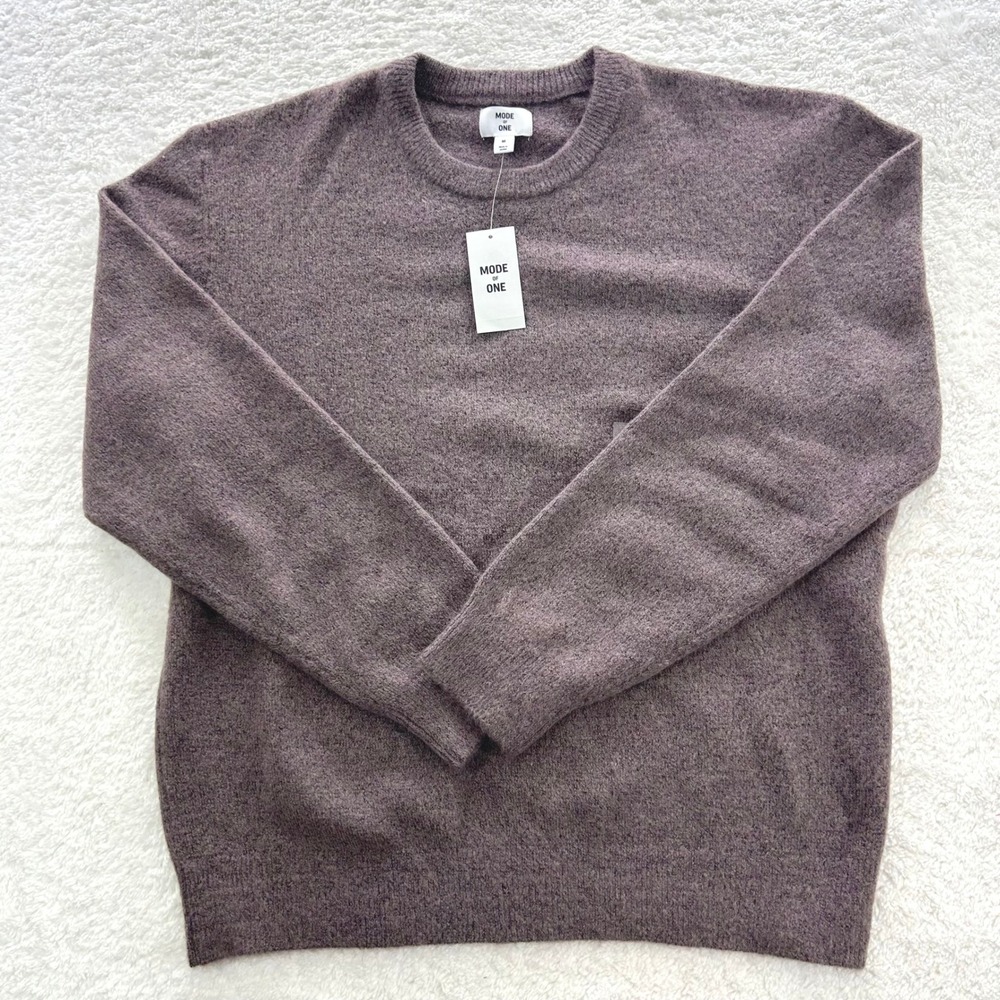 Mode of One Mens Crewneck Sweater Soft Moon Purple Heathered Knit Medium NWT